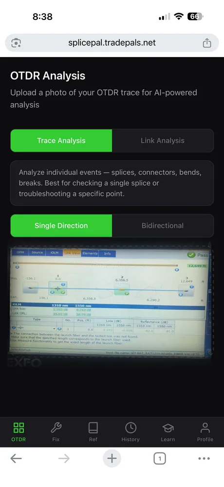 Photo your OTDR screen