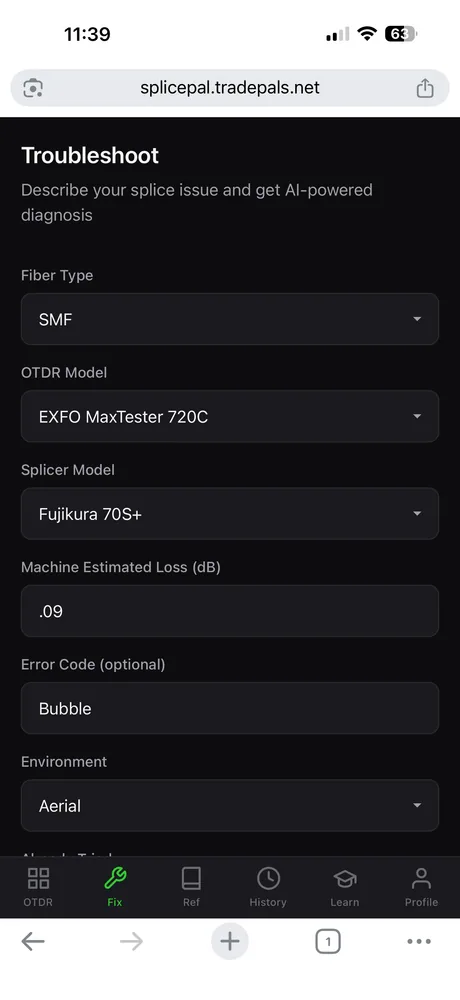Enter loss & error code